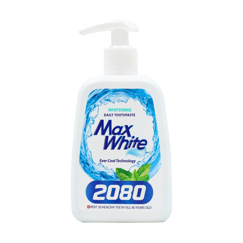 خمیر دندان سفید کننده بیست هشتاد 2080 مدل Max White با طعم نعنا حجم 250 گرم