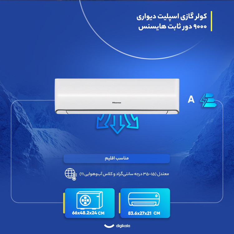 کولر گازی اسپلیت دیواری (Split) 9000 دور ثابت هایسنس مدل HRH-09TQ