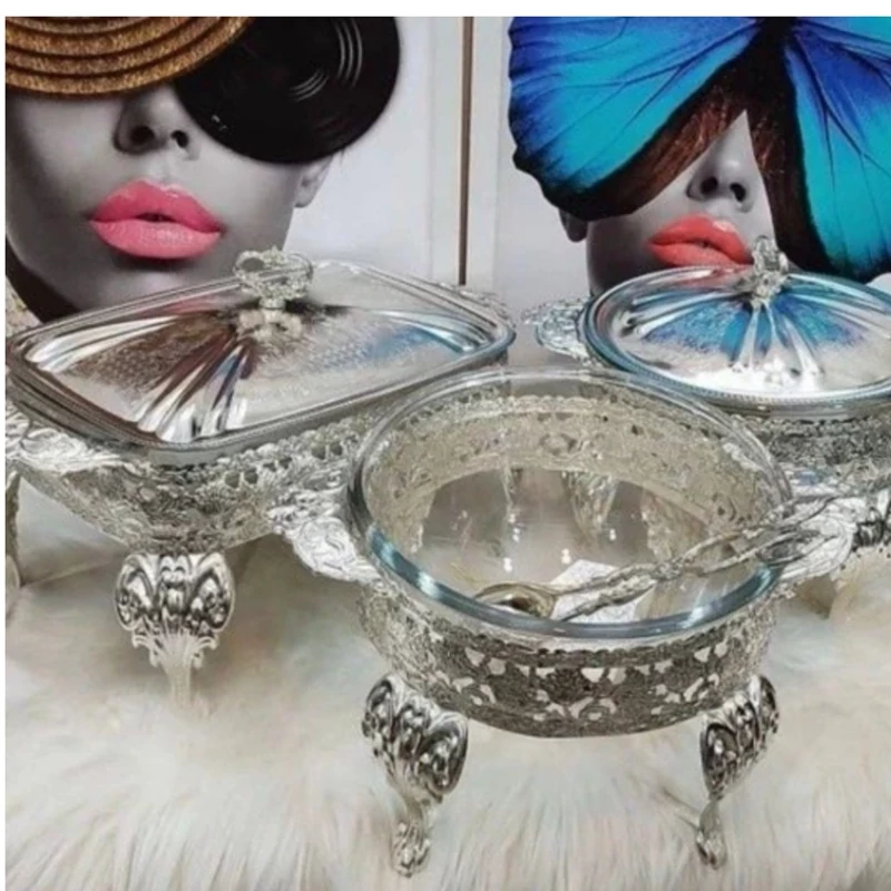 سوفله خوری پیرکس کیفیت عالی رنگ نقره ای  هر سه مورد باهم ارسال  پس کرایه