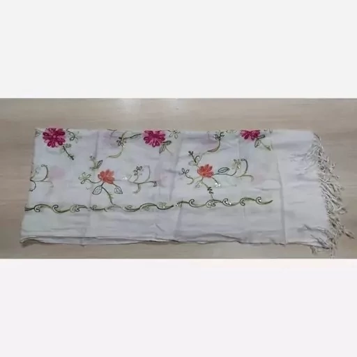شال گلدوزی شده سفید کمپین