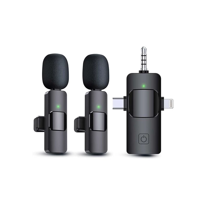 میکروفون یقه ای بیسیم مدل k15 دو کاربر ( مناسب تولید محتوا و استفاده برای موبایل و دوربین های مختلف ...)