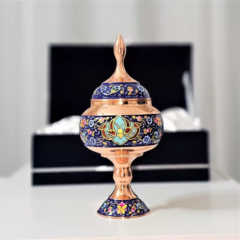 فروش عمده شکلات خوری مس و پرداز 29 سانتی طرح پرداز طلایی به همراه جعبه فانتزی بسته 10 عددی