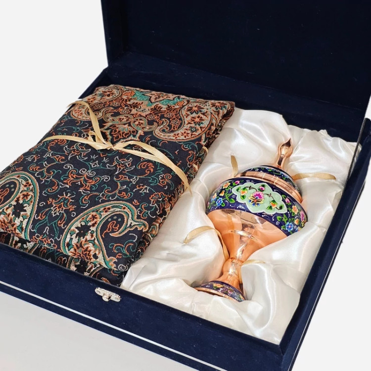 پک هدیه صنایع دستی مدل مس و ترمه کد pardaz23