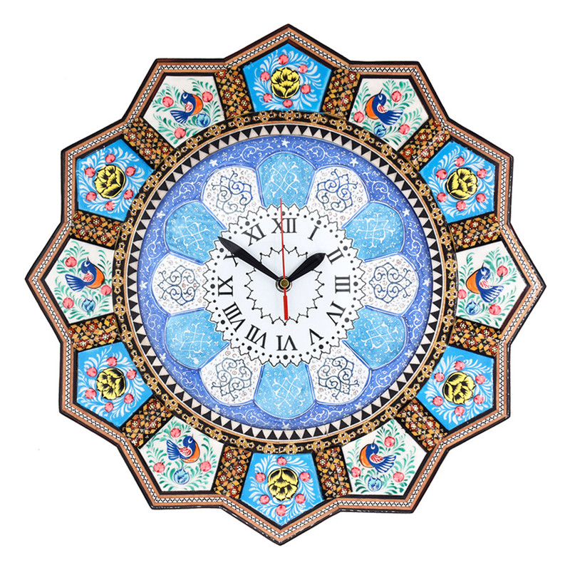 ساعت دیواری خاتم کاری طرح خورشیدی کد 43