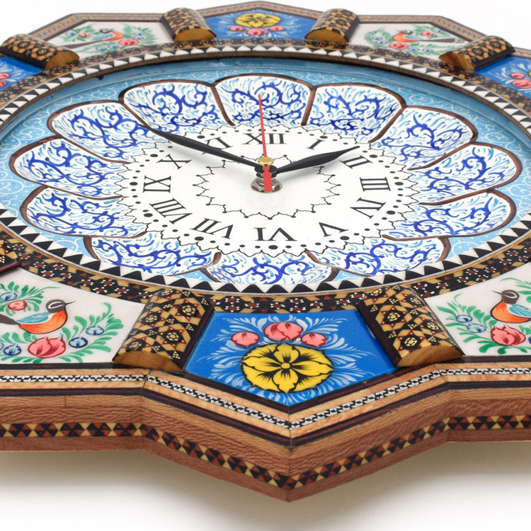 ساعت دیواری خاتم کاری طرح خورشیدی کد 43