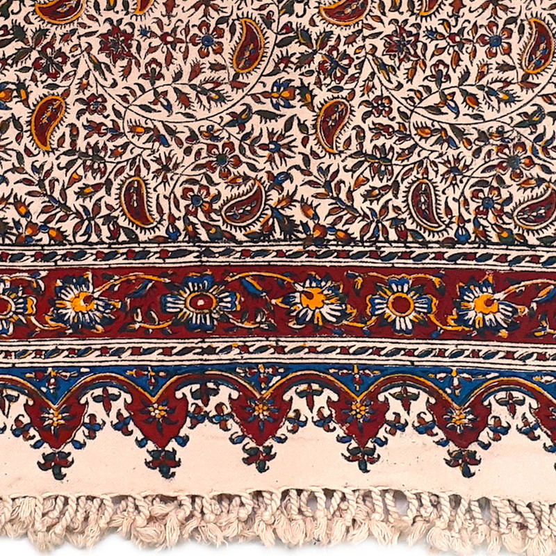 رومیزی قلمکار سنتی طرح گل و بوته مدل 4 نفره کد 100150-1