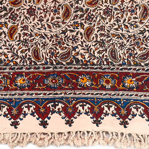 رومیزی قلمکار سنتی طرح گل و بوته مدل 4 نفره کد 100150-1