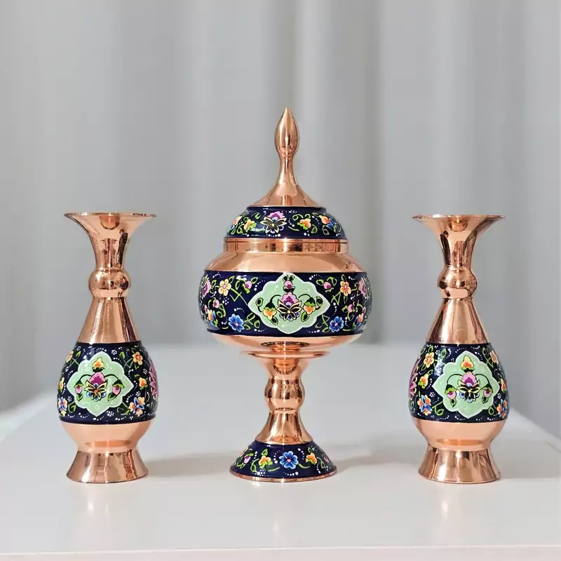 ست گلدان 16 و شکلات خوری 23 مس و پرداز