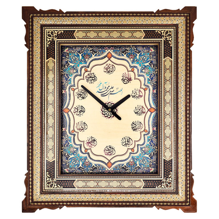 ساعت دیواری خاتم کاری چوبی کد 5060-6