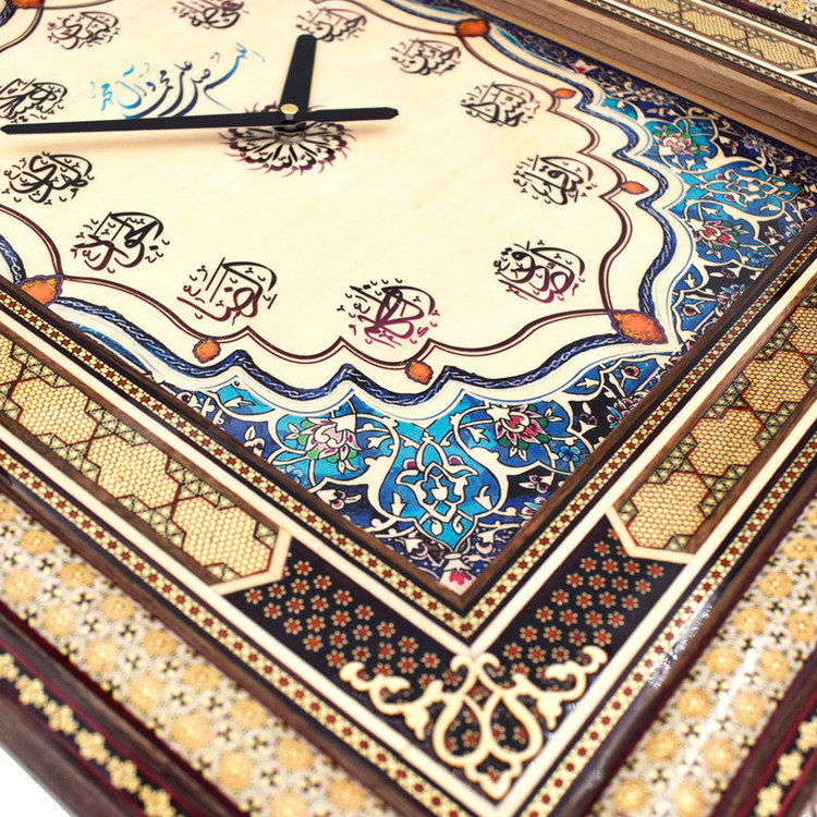 ساعت دیواری خاتم کاری چوبی کد 5060-6