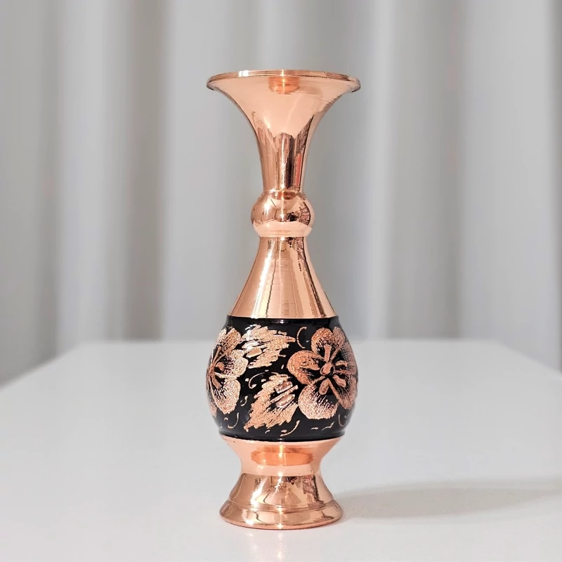 گلدان مسی مدل الماس تراش ارتفاع 16