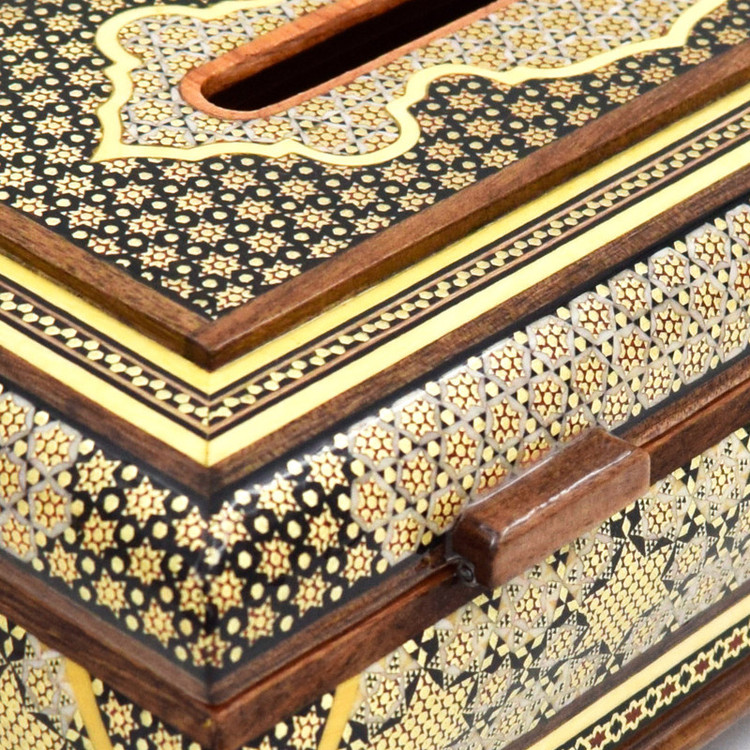 جعبه دستمال کاغذی خاتمکاری چوبی مدل 27