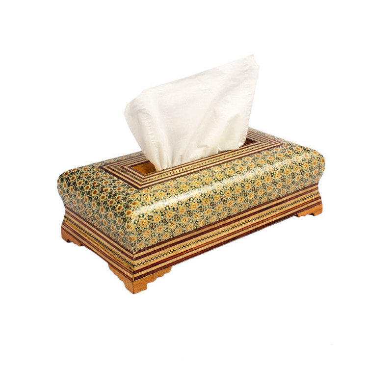 ست جعبه دستمال کاغذی و سطل خاتم کاری کد 25 -1