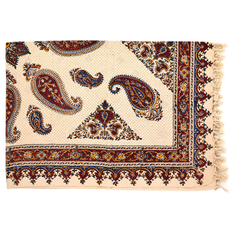 رومیزی قلمکار طرح گل و بوته مدل چهار نفره کد 100150-2