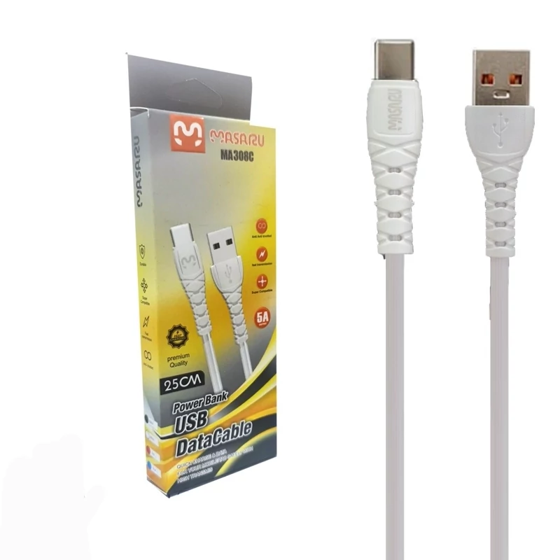 کابل شارژ پاور بانکی تایپ سی 25 سانتی ، فست شارژ ، پورت نارنجی ، مناسب انواع گوشی با سوکت تایپ سی