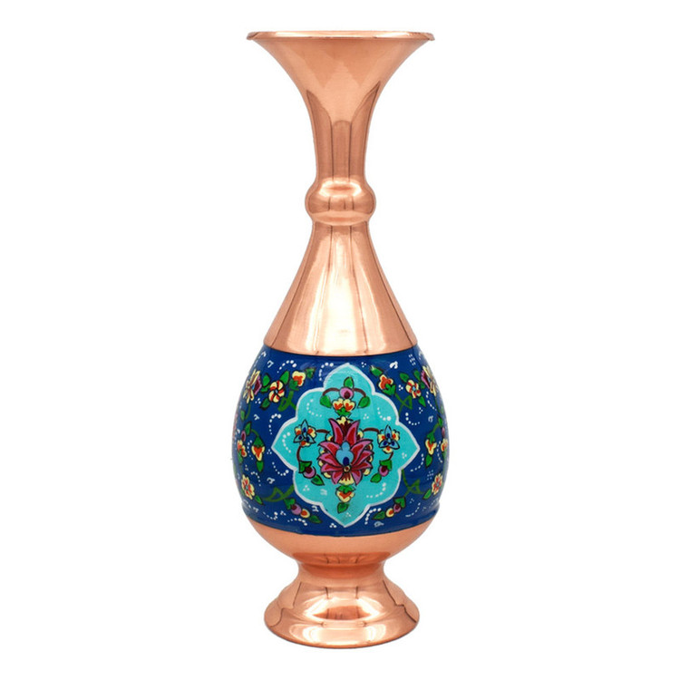 گلدان مسی طرح گل و بوته مدل نقاشی کد 25-4 بسته دو عددی