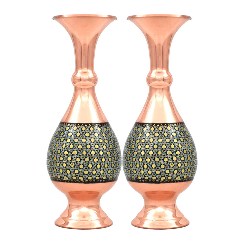 گلدان خاتم کاری مسی کد 20 مجموعه دو عددی