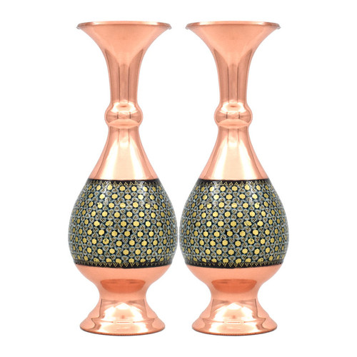 گلدان خاتم کاری مسی کد 20 مجموعه دو عددی