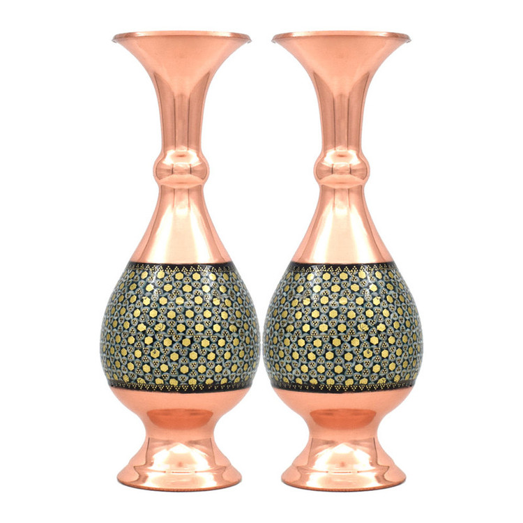 گلدان خاتم کاری مسی کد 20 مجموعه دو عددی