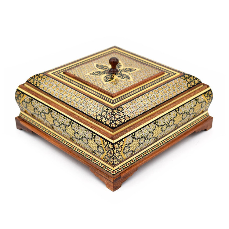 شکلات خوری خاتم کاری طرح تک گل مدل سنتی کد 20