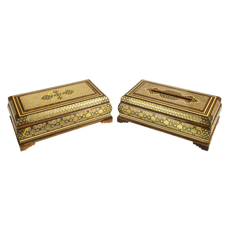 ست سه تکه سطل و جعبه دستمال خاتم کاری کد A30