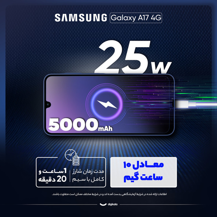 گوشی موبایل سامسونگ مدل Galaxy A17 4G دو سیم کارت ظرفیت 256 گیگابایت و رم 8 گیگابایت