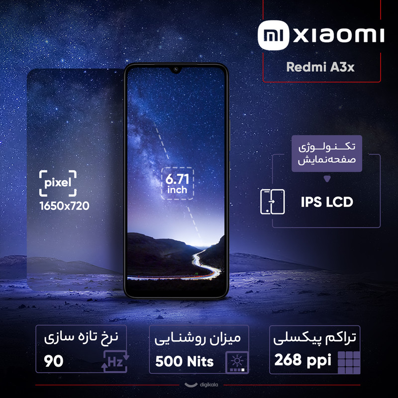 گوشی موبایل شیائومی مدل Redmi A3x دو سیم کارت ظرفیت 128 گیگابایت و رم 4 گیگابایت