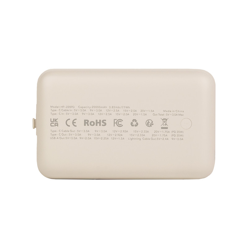 پاوربانک 35 وات هیسکا مدل HP-228PD ظرفیت 20000 میلیآمپرساعت