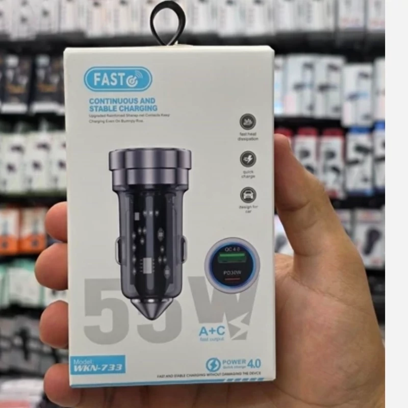شارژر فندکی شیشه ای مدل WKN -733 فست شارژ