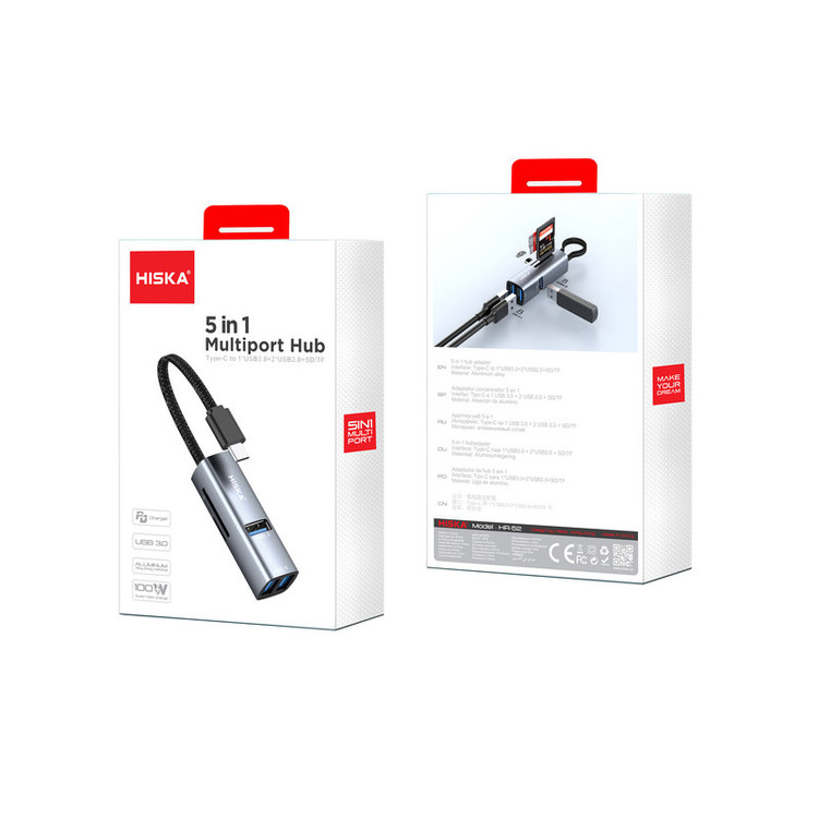 هاب پنج پورت USB-C هیسکا مدل HR-52