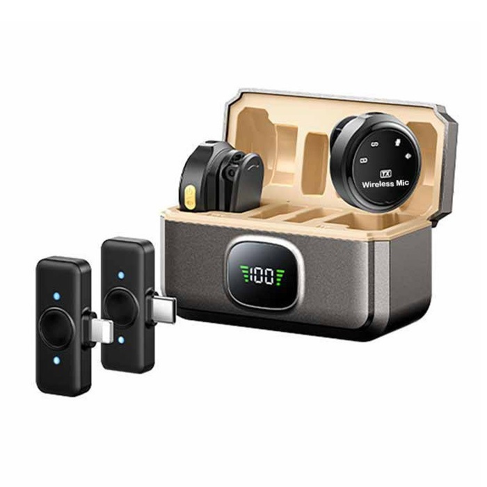 ست میکروفن بی سیم پاورفول مدل y6 با درگاه اتصال تایپ سی و لایتنینگ