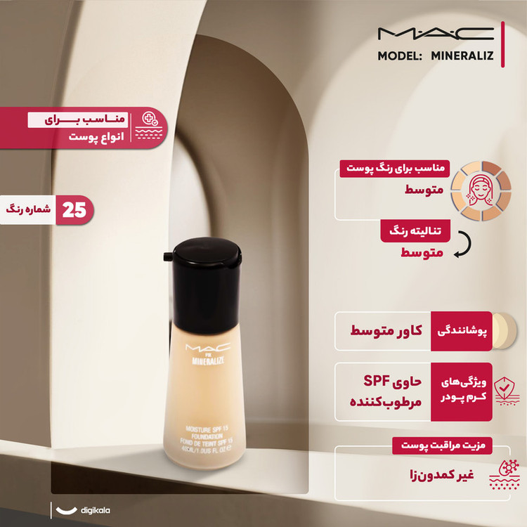 کرم پودر مک فیکس مدل MINERALIZE شماره 25 حجم 40 میلی لیتر