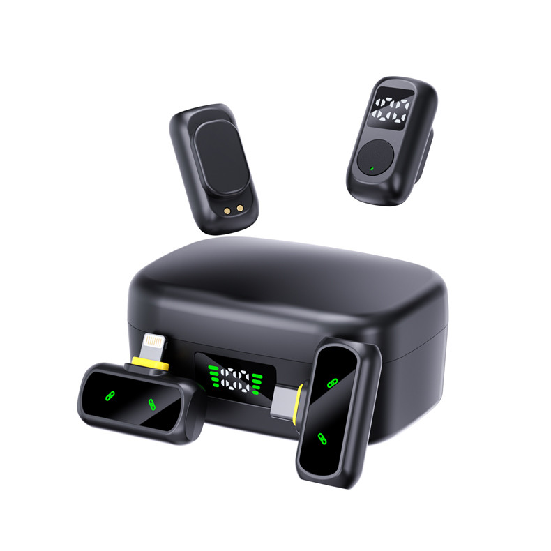 ست میکروفن بی سیم مدل QY88 با درگاه اتصال تایپ سی و لایتنینگ