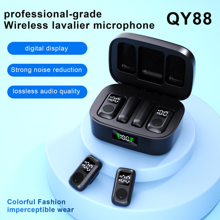 ست میکروفن بی سیم مدل QY88 با درگاه اتصال تایپ سی و لایتنینگ