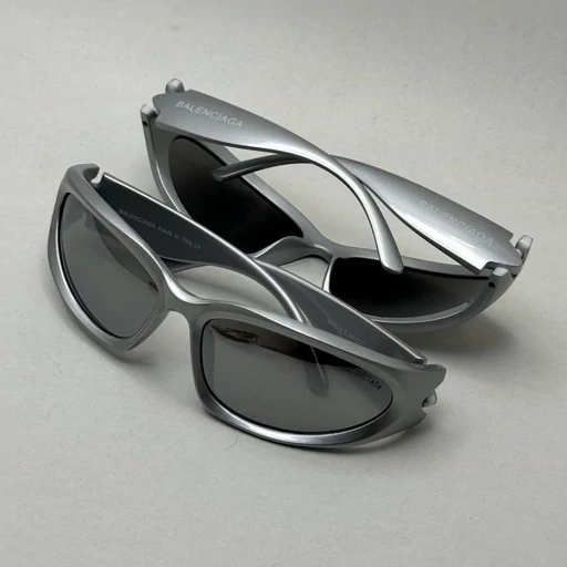 عینک فشن ترند بالنسیاگا مدل BALENCIAGA SWIFT OVAL نقره ای عدسی نقره ای