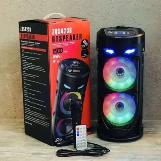اسپیکر بلوتوثی ،اسپیکر بیسیم دارای رقص نور و میکروفون طراحی زیبا (حجم صدای پرقدرت و باکیفیت)
