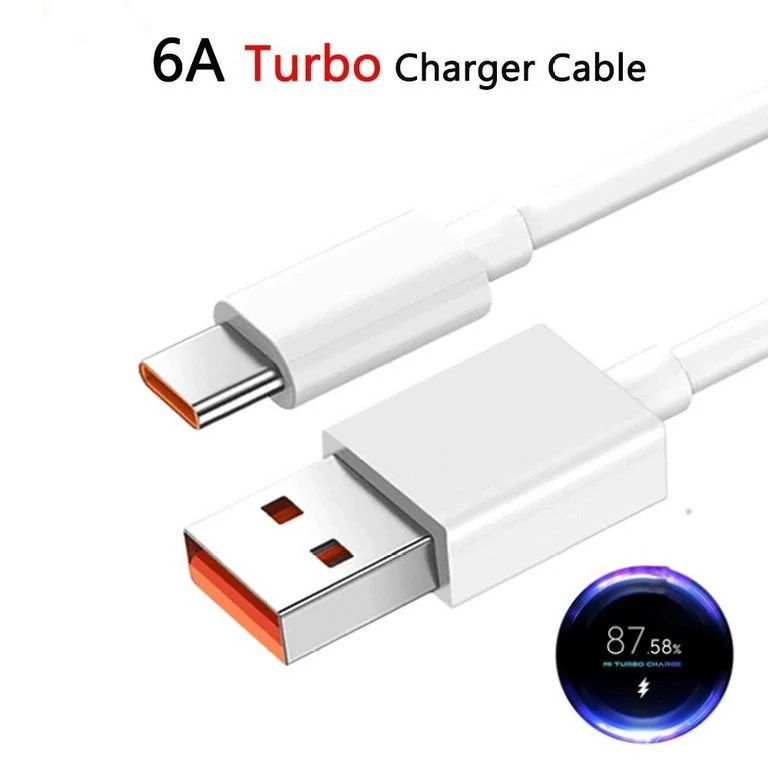 کابل شیائومی و سامسونگ مدل تایپ سی USB-C  فست شارژ  رنگ سفید سوکت نارنجی کیفیت مشابه اصلی