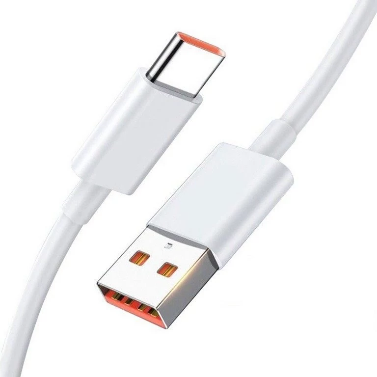 کابل شارژ 22 وات شیائومی مدل تایپ سی USB-C  فست شارژ  رنگ سفید سوکت نارنجی
