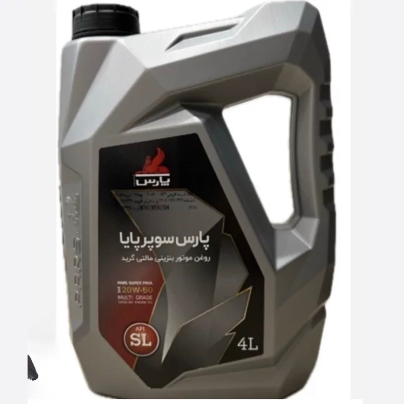 روغن موتور خودرو 4 لیتری، 10W-40 نیمه سنتتیک، برند نفت پارس، کیفیت SL، مدل سوپر پایا پلاس