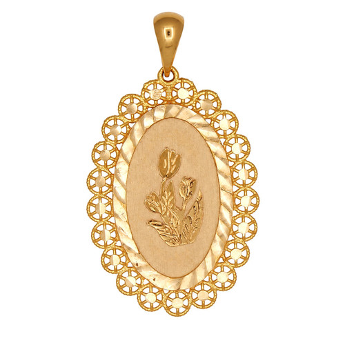 آویز گردنبند طلا 18 عیار زنانه سکه شیخ طرح Flat rose