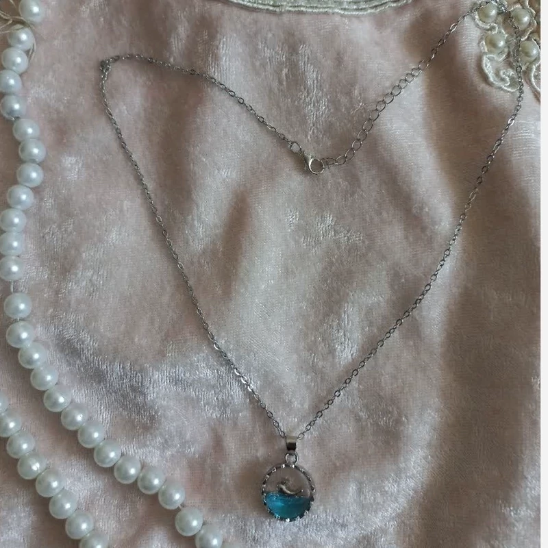 گردنبند نهنگ آبی رنگ ثابت + ارسال رایگان (نقره ای و طلایی)