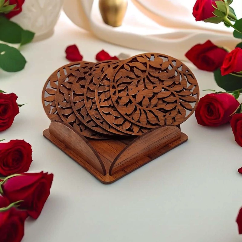 زیر لیوانی مدل برگ بسته 6 عددی دارای رنگبندی