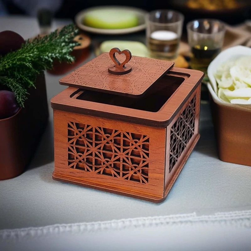 قندان چوبی درب دار یک عددی مدل نقوش