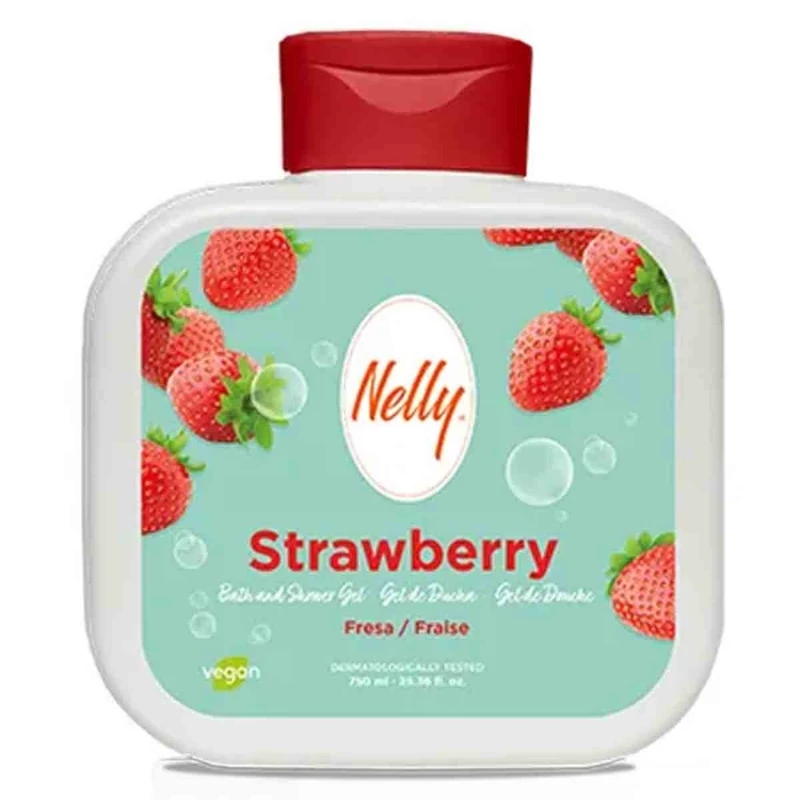 شامپو بدن و شاور ژل نلی Nelly رایحه توت فرنگی STRAWBERRY حجم 750 میل
