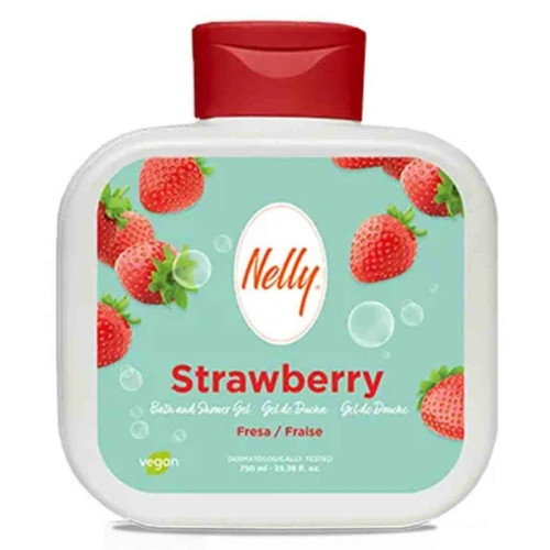 شامپو بدن و شاور ژل نلی Nelly رایحه توت فرنگی STRAWBERRY حجم 750 میل