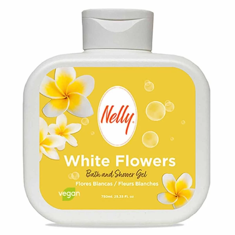 شامپو بدن و شاور ژل نلی Nelly رایحه گل های سفید WHITE FLOWER حجم 750 میل
