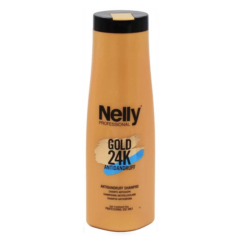 شامپو ضد شوره پروفشنال گلد نلی Nelly مدل Gold 24k Antidandruff حجم 400 میل