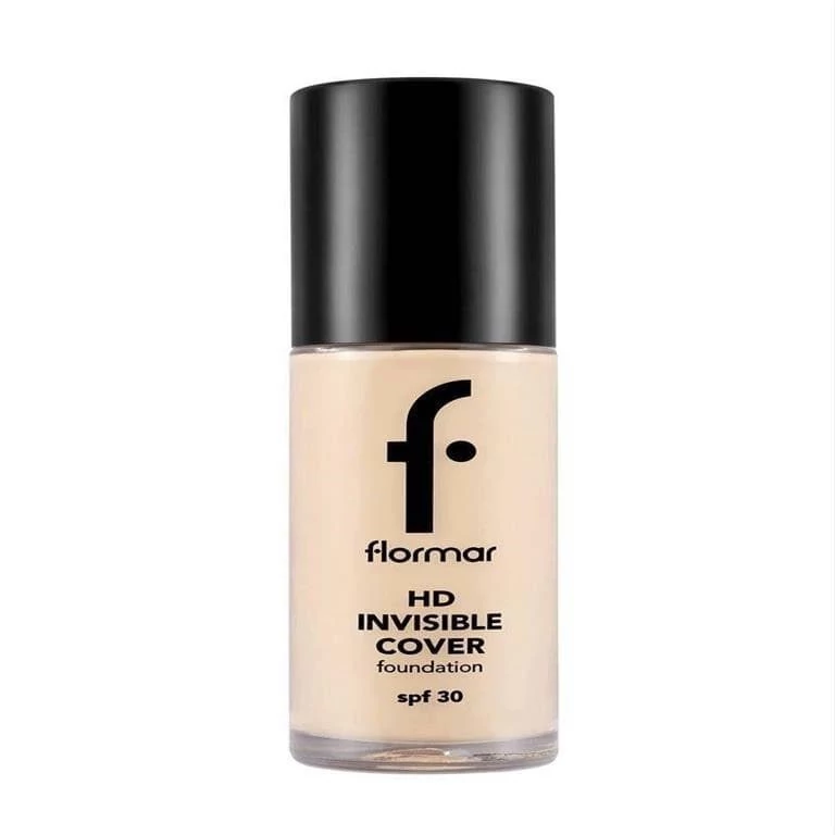 کرم پودر فلورمار Invisible Cover HD Foundation SPF 30 با پوشش سبک و درخشان طبیعی