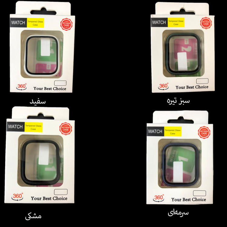 کاور مدل Tempered Glass Case مناسب برای اپل واچ سری 1/2/3 سایز 38 میلی متری