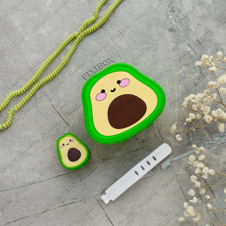 محافظ کابل پیکسی طرح آواکادو مدل Avocado-B به همراه محافظ شارژر دیواری مجموعه 4 عددی